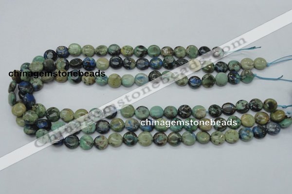 CAZ05 15.5 inches 10mm flat round natural azurite gemstone beads