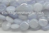 CBC11 15.5 inches 10mm flat round blue chalcedony beads wholesale