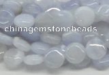 CBC11 15.5 inches 10mm flat round blue chalcedony beads wholesale