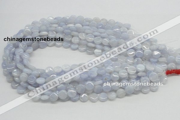 CBC11 15.5 inches 10mm flat round blue chalcedony beads wholesale