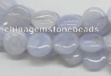 CBC12 15.5 inches 12mm flat round blue chalcedony beads wholesale