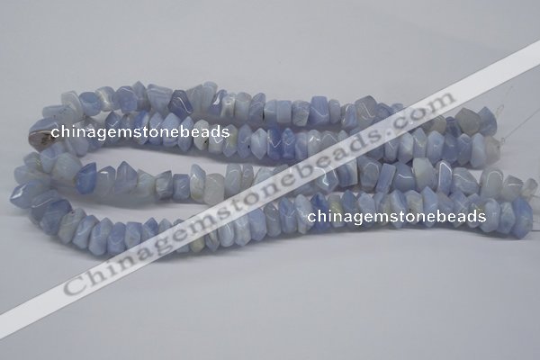 CBC32 15.5 inches 6*13mm faceted nuggets blue chalcedony beads