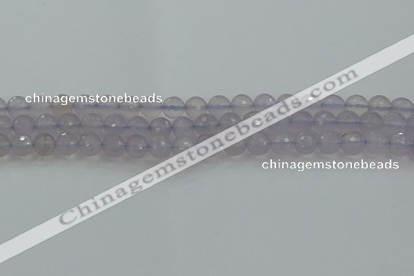 CBC436 15.5 inches 8mm faceted round purple chalcedony beads