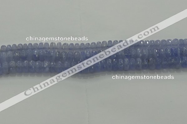 CBC447 15.5 inches 6*10mm faceted rondelle blue chalcedony beads