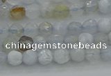 CBC461 15.5 inches 4mm faceted round blue chalcedony gemstone beads