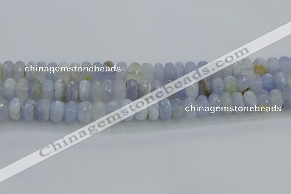 CBC466 15.5 inches 6*10mm faceted rondelle blue chalcedony beads