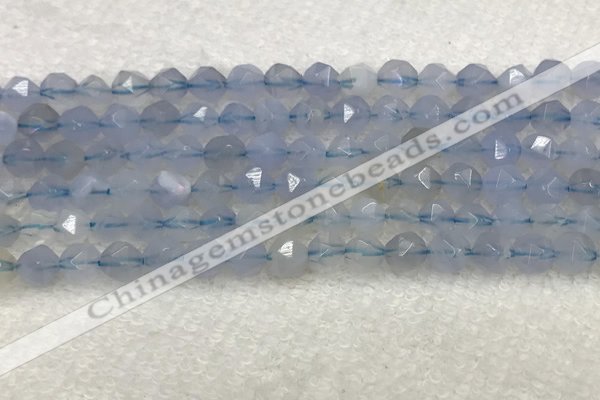 CBC740 15.5 inches 6mm faceted nuggets blue chalcedony beads