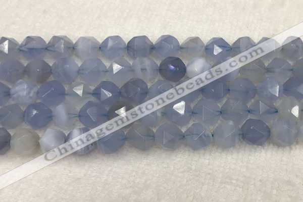 CBC742 15.5 inches 10mm faceted nuggets blue chalcedony beads