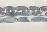 CBC783 15.5 inches 18*45mm rice blue chalcedony beads