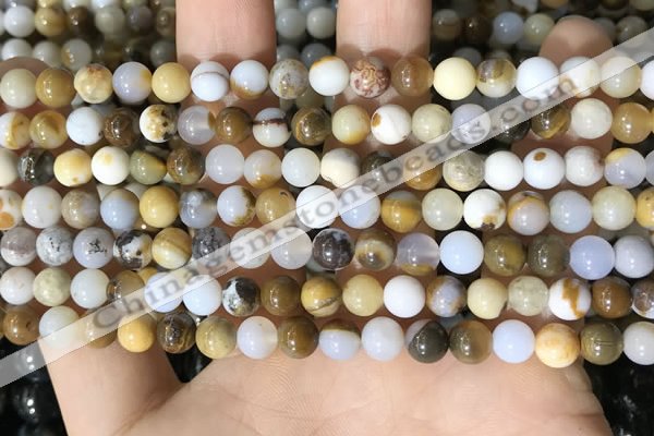CBC800 15.5 inches 4mm round natural polka dot chalcedony beads