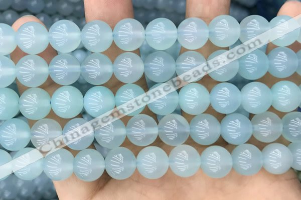 CBC814 15.5 inches 10mm round blue chalcedony gemstone beads