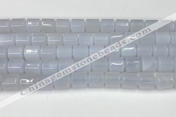 CBC822 15.5 inches 10*11mm tube blue chalcedony gemstone beads