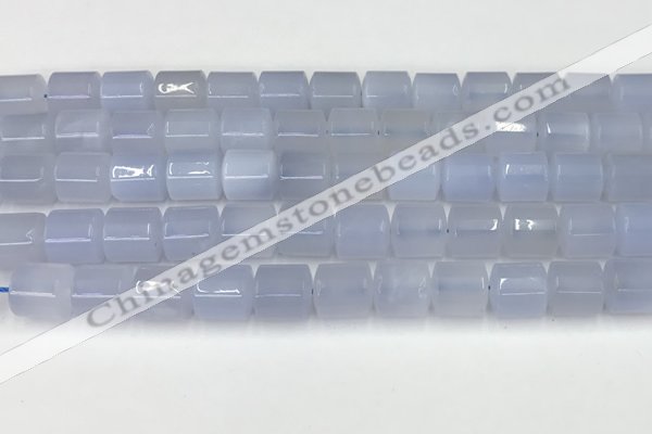 CBC824 15.5 inches 10*11mm tube blue chalcedony gemstone beads