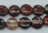 CBD05 15.5 inches 15mm flat round brecciated jasper gemstone beads