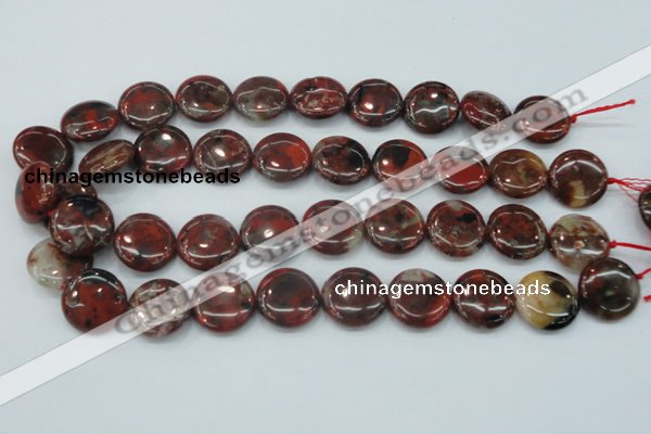 CBD06 15.5 inches 20mm flat round brecciated jasper gemstone beads