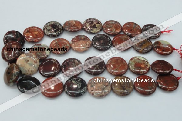 CBD07 15.5 inches 25mm flat round brecciated jasper gemstone beads