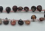 CBD15 6*8mm top-drilled teardrop brecciated jasper gemstone beads