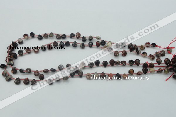 CBD15 6*8mm top-drilled teardrop brecciated jasper gemstone beads
