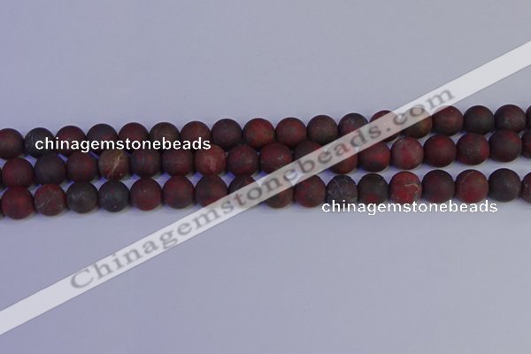 CBD363 15.5 inches 10mm round matte poppy jasper beads wholesale