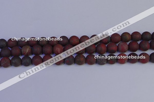 CBD364 15.5 inches 12mm round matte poppy jasper beads wholesale