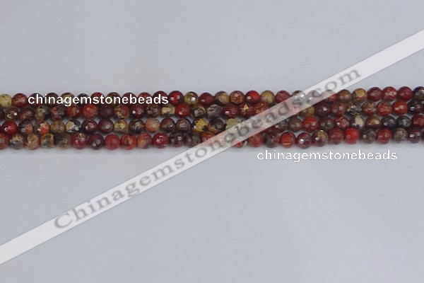 CBD368 15.5 inches 4mm faceted round brecciated jasper beads