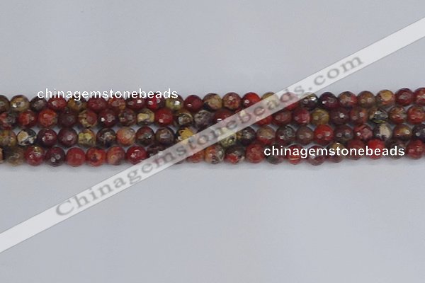 CBD369 15.5 inches 6mm faceted round brecciated jasper beads