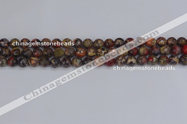 CBD370 15.5 inches 8mm faceted round brecciated jasper beads