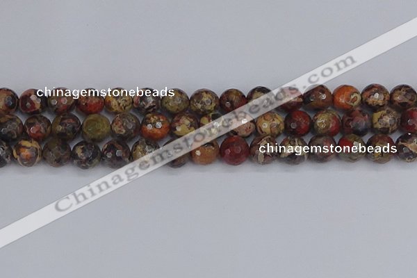 CBD371 15.5 inches 10mm faceted round brecciated jasper beads