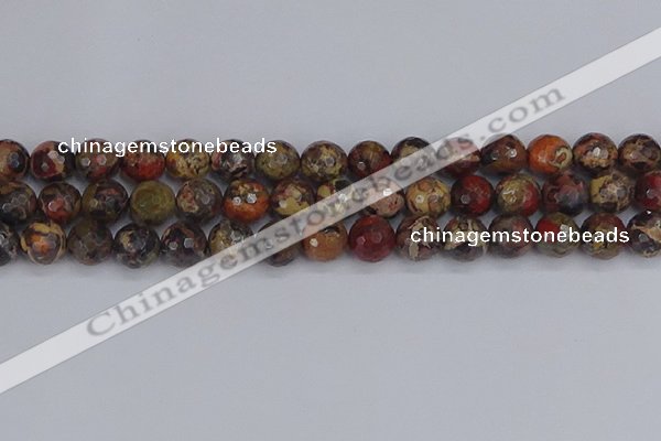 CBD371 15.5 inches 10mm faceted round brecciated jasper beads