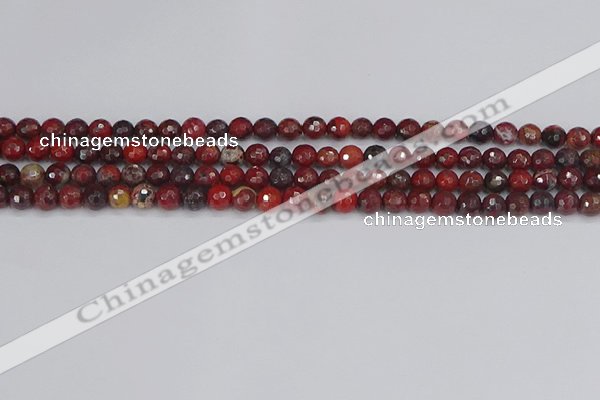 CBD375 15.5 inches 4mm faceted round poppy jasper beads