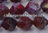 CBD386 15.5 inches 12mm faceted nuggets brecciated jasper beads