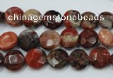 CBD45 15.5 inches 10mm faceted coin brecciated jasper gemstone beads