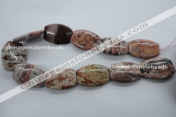 CBD75 15.5 inches 25*35mm flat drum brecciated jasper gemstone beads