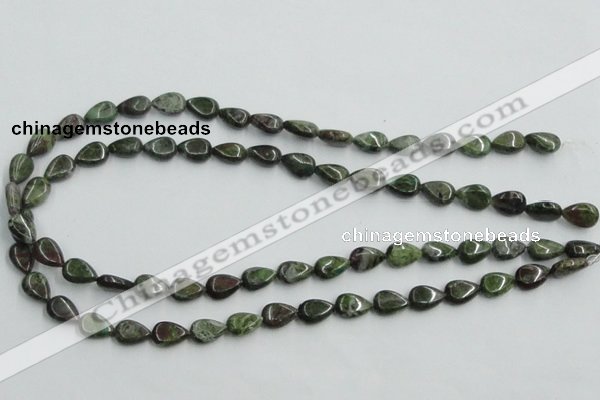 CBG08 15.5 inches 8*12mm flat teardrop bronze green gemstone beads