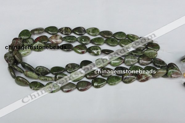 CBG09 15.5 inches 13*18mm flat teardrop bronze green gemstone beads