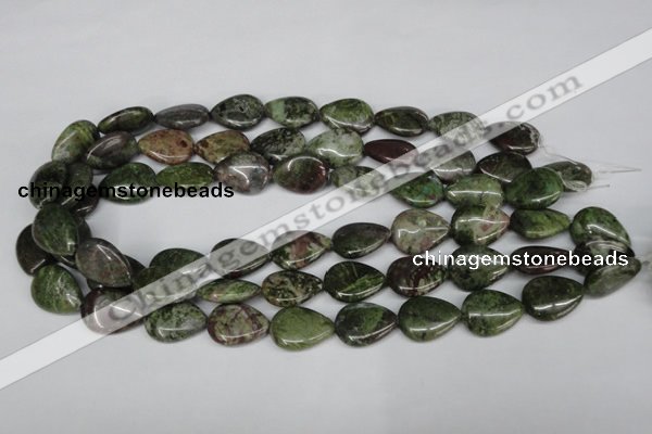 CBG10 15.5 inches 15*20mm flat teardrop bronze green gemstone beads