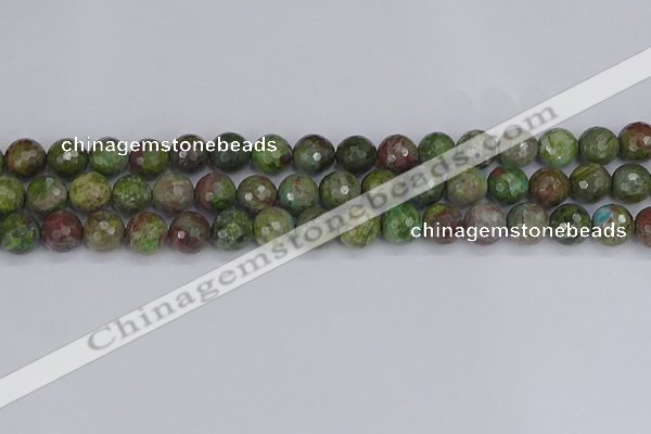 CBG103 15.5 inches 10mm faceted round bronze green gemstone beads