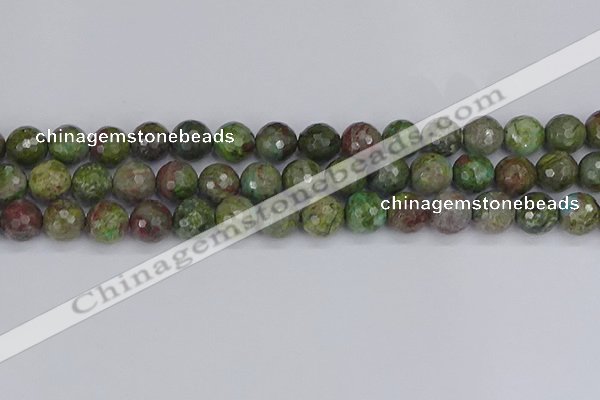 CBG104 15.5 inches 12mm faceted round bronze green gemstone beads