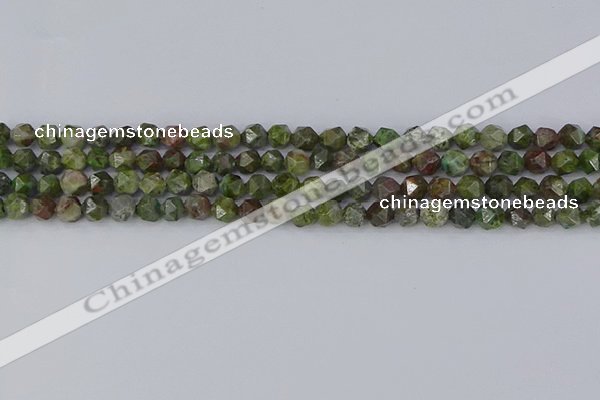 CBG108 15.5 inches 6mm faceted nuggets bronze green gemstone beads