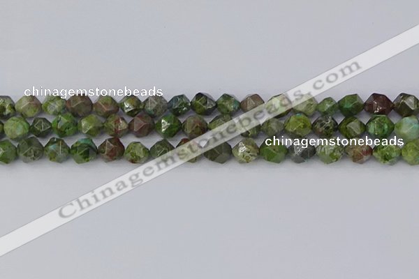 CBG109 15.5 inches 8mm faceted nuggets bronze green gemstone beads