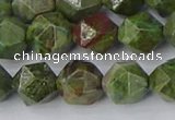 CBG110 15.5 inches 10mm faceted nuggets bronze green gemstone beads