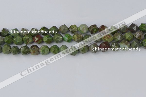 CBG110 15.5 inches 10mm faceted nuggets bronze green gemstone beads
