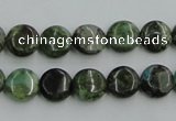 CBG12 15.5 inches 8mm flat round bronze green gemstone beads