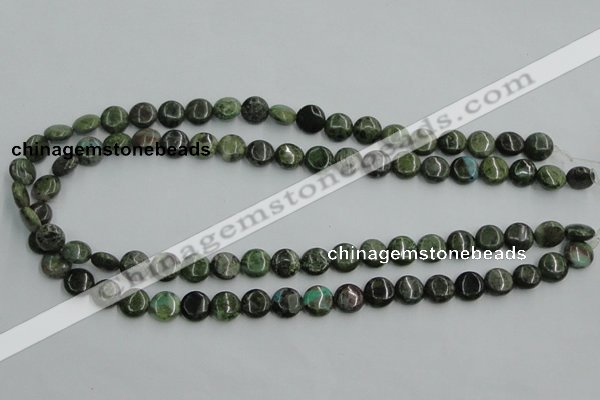CBG12 15.5 inches 8mm flat round bronze green gemstone beads