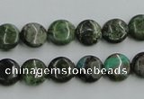 CBG14 15.5 inches 10mm flat round bronze green gemstone beads