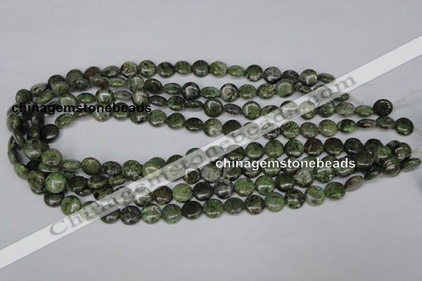 CBG14 15.5 inches 10mm flat round bronze green gemstone beads