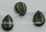 CBG21 13*18mm top-drilled flat teardrop bronze green gemstone beads