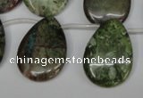 CBG24 Top-drilled 22*30mm flat teardrop bronze green gemstone beads