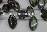 CBG25 Top-drilled 10*18mm marquise bronze green gemstone beads