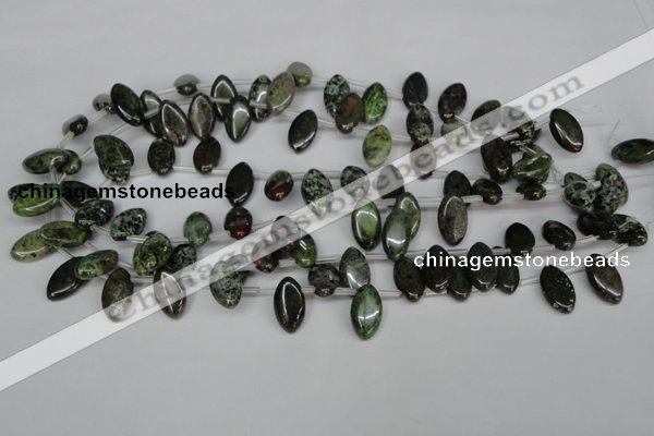 CBG25 Top-drilled 10*18mm marquise bronze green gemstone beads